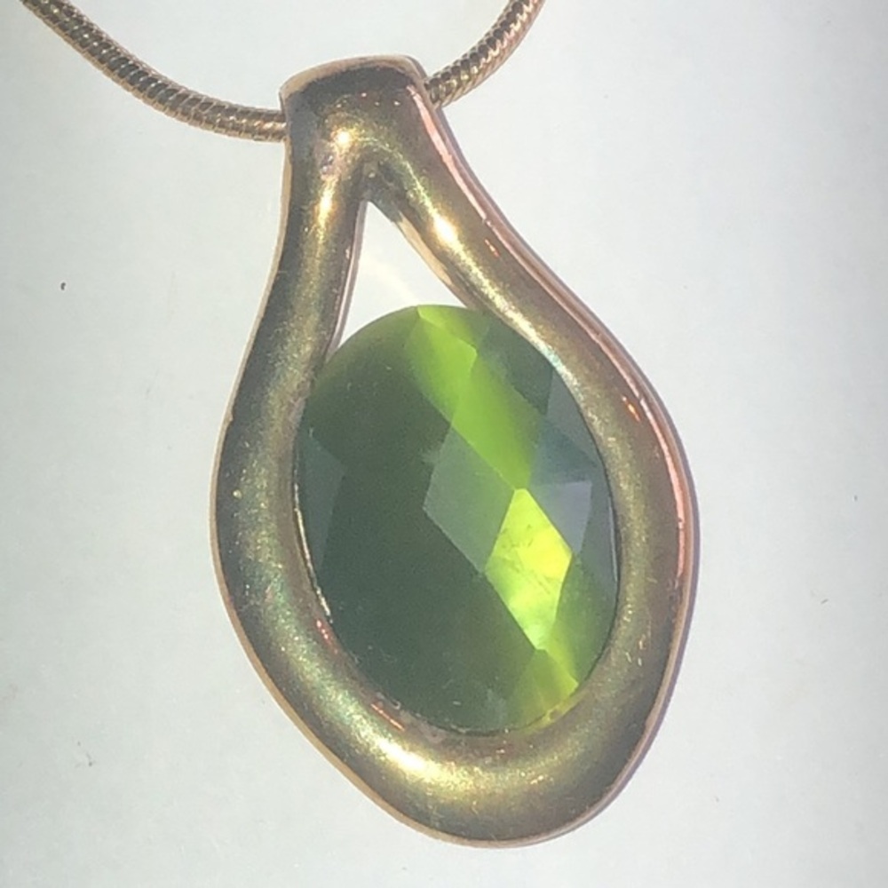 Reversible Green Brown Gemstone Boho Pendant Necklace